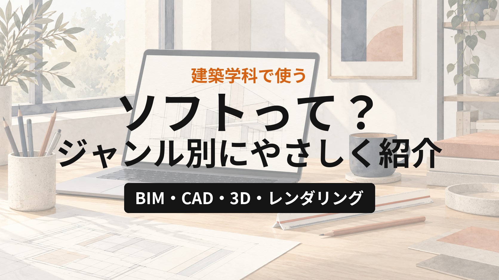 建築学科で使うソフトって？ジャンル別にやさしく紹介【BIM・CAD・3Dモデリング・レンダリング】