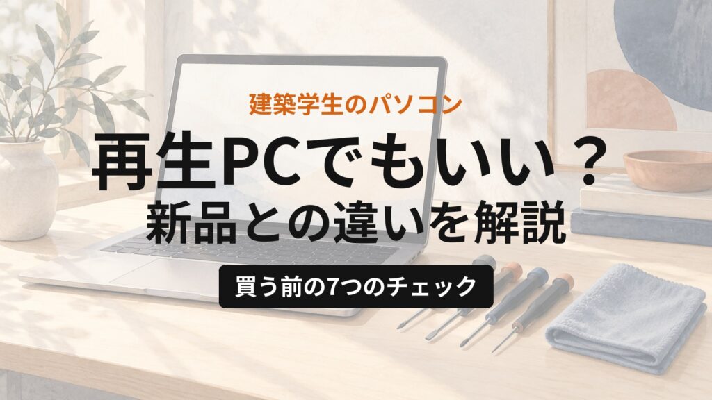建築学生のパソコンは再生PCでもいい？新品との違いと、買う前の7つのチェック